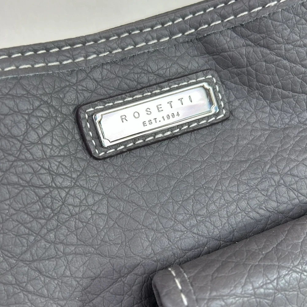 Rosetti Gray Mini Tote Shoulder Bag Faux Leather Vintage Purse - Picture 12 of 17